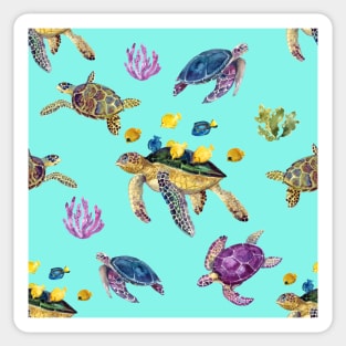 Sea Turtles All Over Tote Bag Sticker